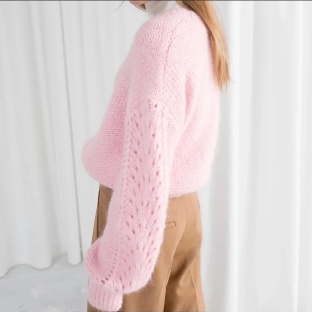 & Other Stories Pink Mohair Eyelet Sweater - Picture 1 of 12